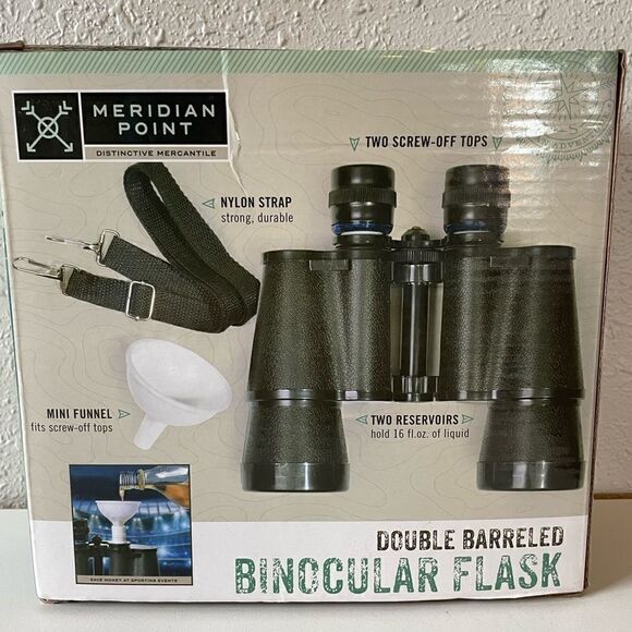 NIB Meridian Point Double Barrel Binocular Flask - Picture 2 of 5